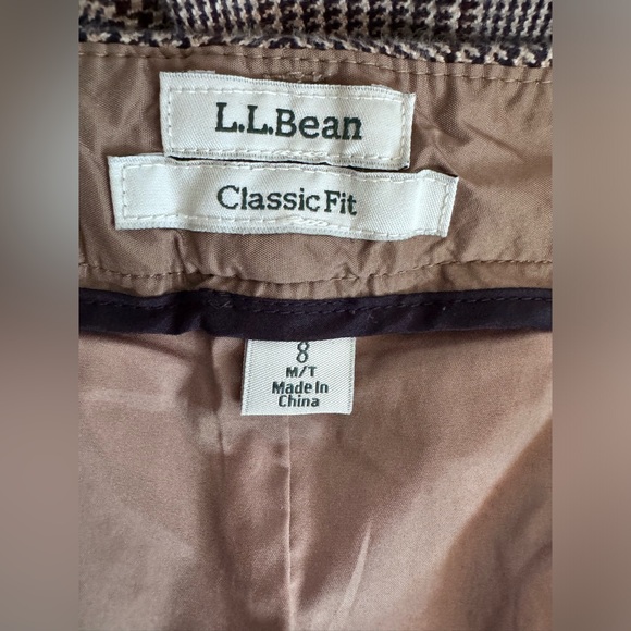 L.L. Bean Vintage Womens Windowpane Cotton Trousers Classic Fit Size 8 M/T Lined - Picture 7 of 10